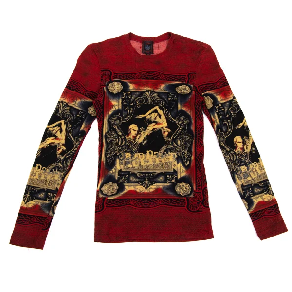 Jean Paul GAULTIER CLASSIQUE Tattoo Artist Print T Shirt Red 48 K-171383_001