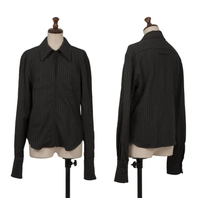 Jean Paul GAULTIER CLASSIQUE Wool Stretch Striped Zip Shirt