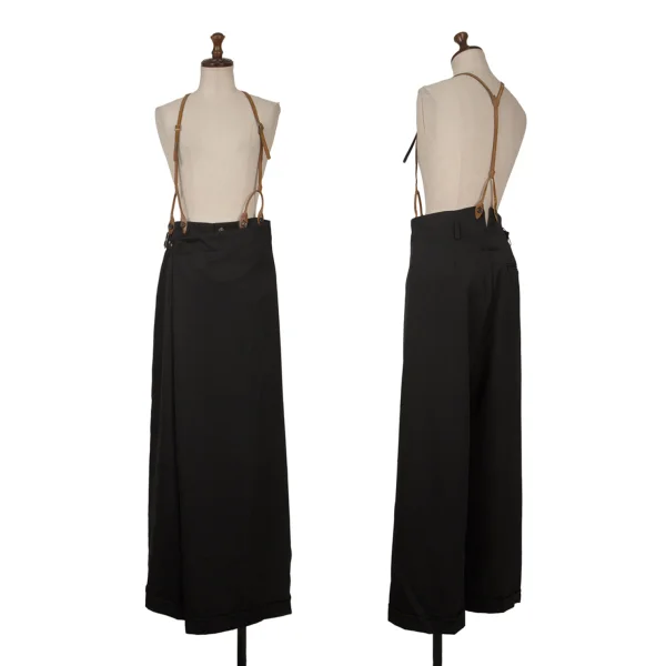 Jean Paul GAULTIER CLASSIQUE Wool Suspenders Wrap Pants Black 40 K-171386_001