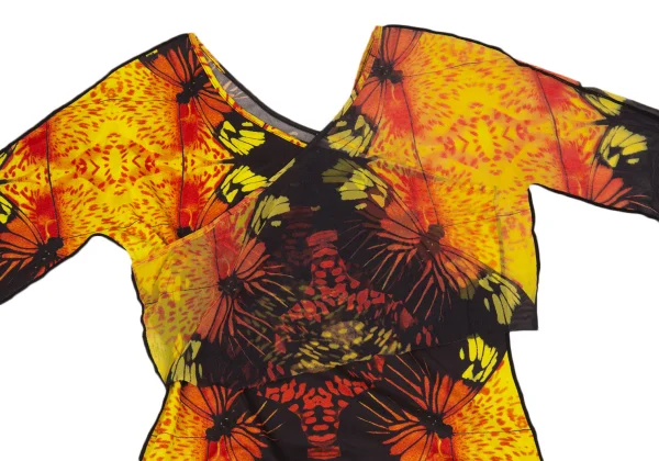 Jean Paul GAULTIER FEMME Butterfly Print Mesh Layered Top K-171393_003