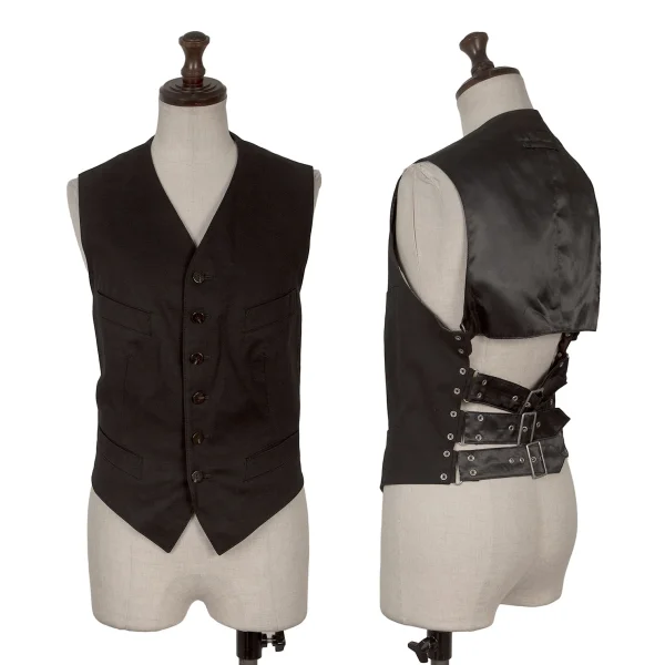 Jean Paul GAULTIER FEMME Back Triple Belt Vest Black 40 K-171395_001