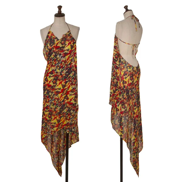 Jean Paul GAULTIER FEMME Printed Wrap Dress Navy,Red,Yellow 40 K-171396_001
