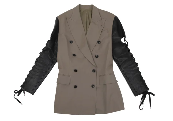 Jean Paul GAULTIER FEMME Cow Leather Lace-up Sleeve Switching Jacket K-171401_002