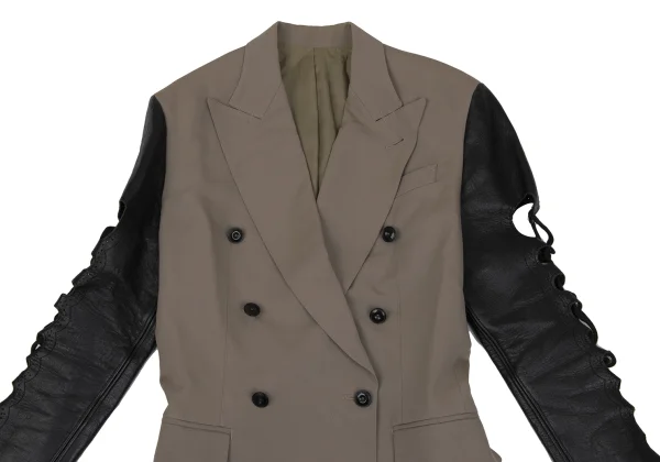 Jean Paul GAULTIER FEMME Cow Leather Lace-up Sleeve Switching Jacket K-171401_003