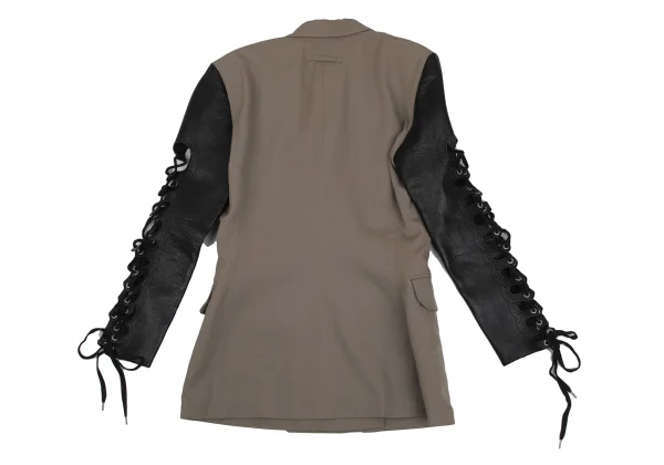 Jean Paul GAULTIER FEMME Cow Leather Lace-up Sleeve Switching Jacket K-171401_017