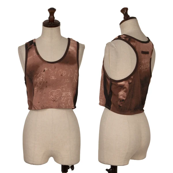 Jean Paul GAULTIER FEMME Drawing Print Short Tank Top Bordeaux 40 K-171402_001