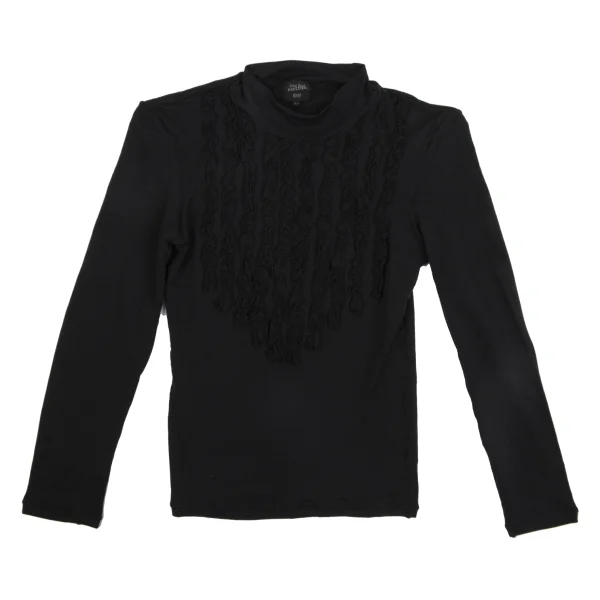 Jean Paul GAULTIER HOMME Front Frill Mock Neck Stretch T Shirt Black 48 K-171405_001