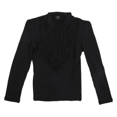 Jean Paul GAULTIER HOMME Front Frill Mock Neck Stretch T Shirt