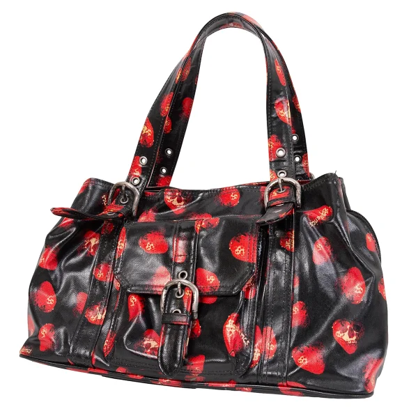 HYSTERIC GLAMOUR Skull Strawberry Printed Hand Bag Black  K-171406_001