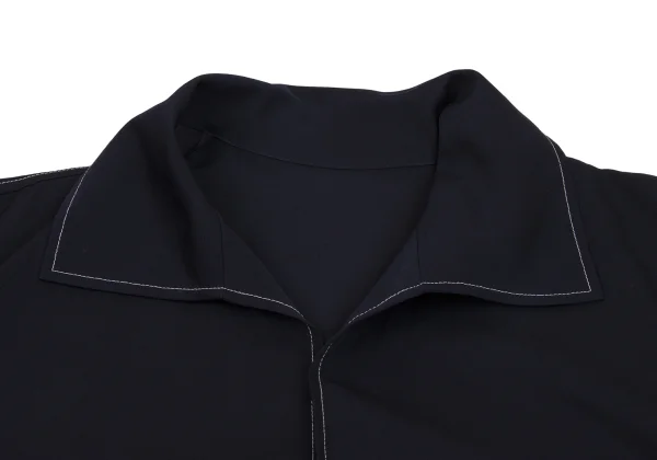 Y's Wool Gabardine White Stitch Buttonless Coat K-171408_005