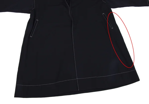 Y's Wool Gabardine White Stitch Buttonless Coat K-171408_009
