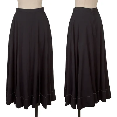 Y's Wool Gabardine White Stitch Skirt