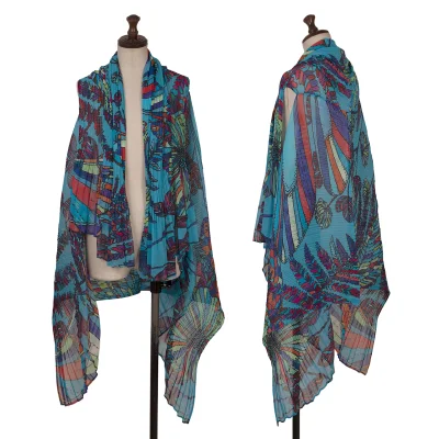PLEATS PLEASE Pleated Colorful Botanical Print Poncho