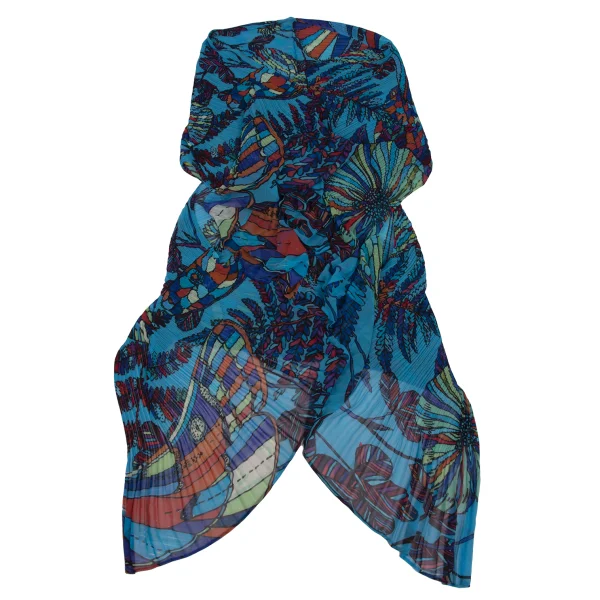 PLEATS PLEASE Pleated Colorful Botanical Print Poncho K-171411_002