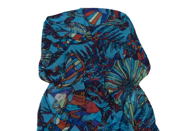 PLEATS PLEASE Pleated Colorful Botanical Print Poncho K-171411_003