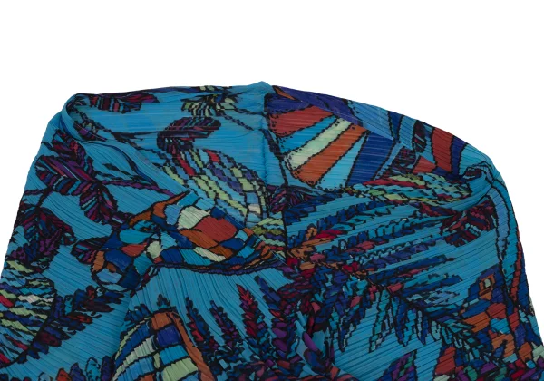 PLEATS PLEASE Pleated Colorful Botanical Print Poncho K-171411_004