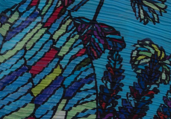 PLEATS PLEASE Pleated Colorful Botanical Print Poncho K-171411_010