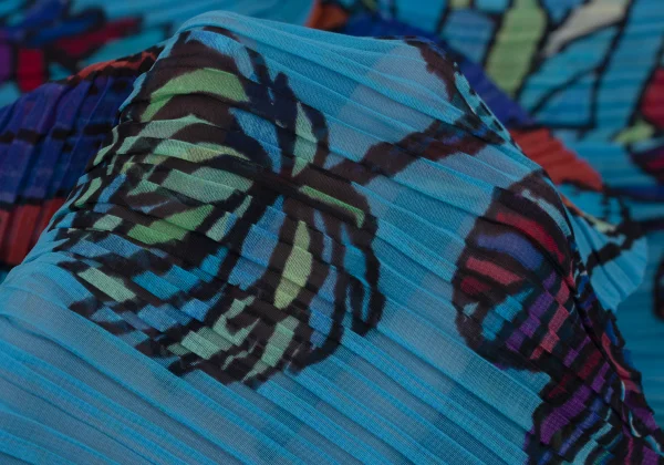 PLEATS PLEASE Pleated Colorful Botanical Print Poncho K-171411_011