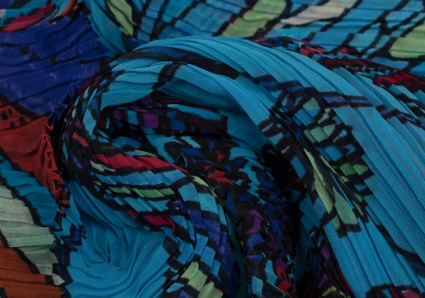 PLEATS PLEASE Pleated Colorful Botanical Print Poncho K-171411_012