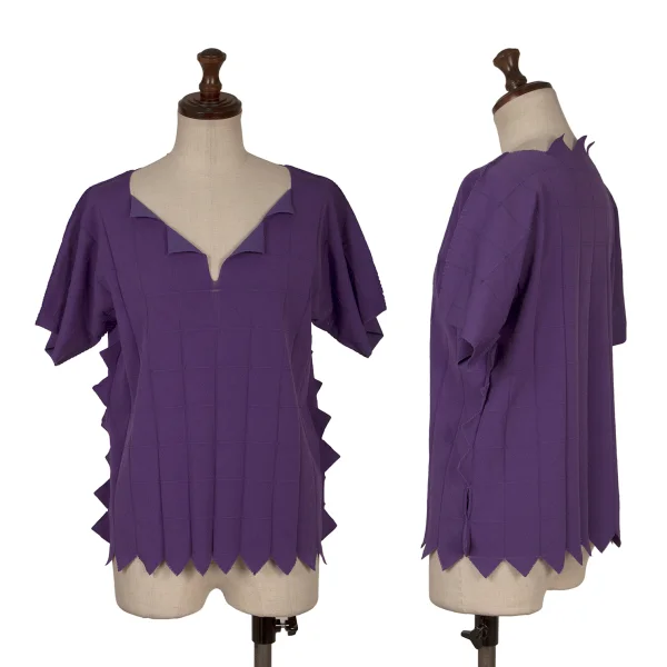 PLEATS PLEASE A-POC Geometric Jagged Cutting Short Sleeves T-shirt Purple 3 K-171419_001