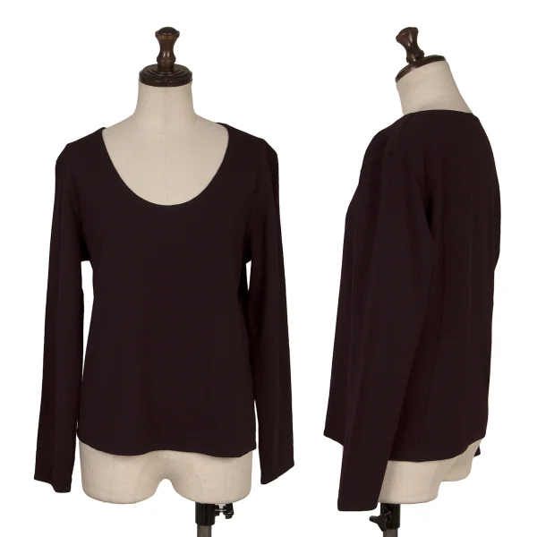 JURGEN LEHL Wool Outseam Crew Neck Knit Top Bordeaux M K-171425_001