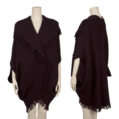 JURGEN LEHL Wool Fringe Knit Poncho
