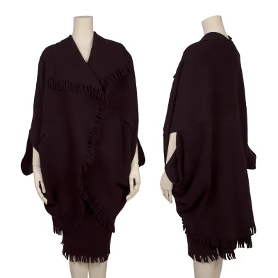 JURGEN LEHL Wool Fringe Knit Poncho & Skirt