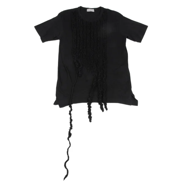 Yohji Yamamoto POUR HOMME Cotton Frill T-shirt Black 3 K-171430_001