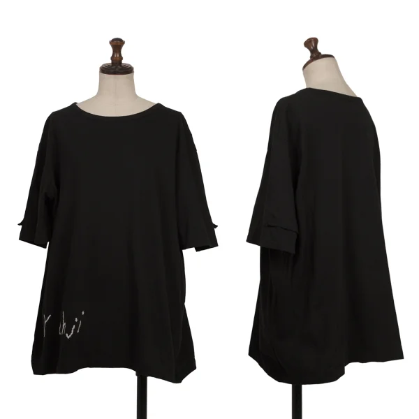 Yohji Yamamoto FEMME Hem Logo Embroidery T-shirt Black 2 K-171431_001