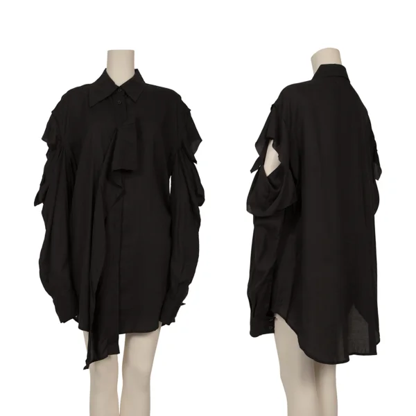 Yohji Yamamoto FEMME Cutting Sleeve Blouse Black 2 K-171436_001
