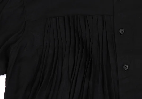 Yohji Yamamoto FEMME Pleats Switching Graphic Print Long Shirt K-171437_005