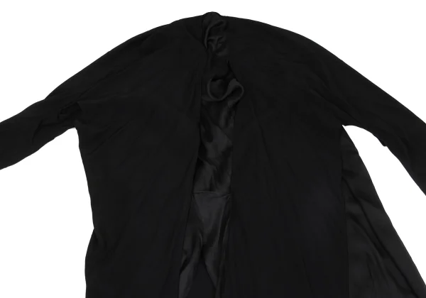 Open Design Switching Different Materials Buttonless Coat K-171441_003