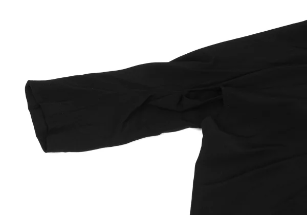Open Design Switching Different Materials Buttonless Coat K-171441_005