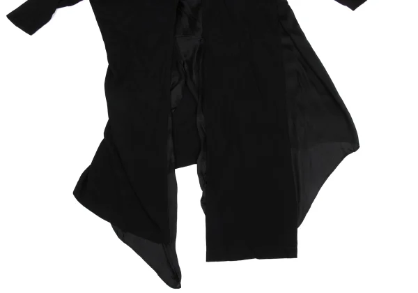 Open Design Switching Different Materials Buttonless Coat K-171441_008