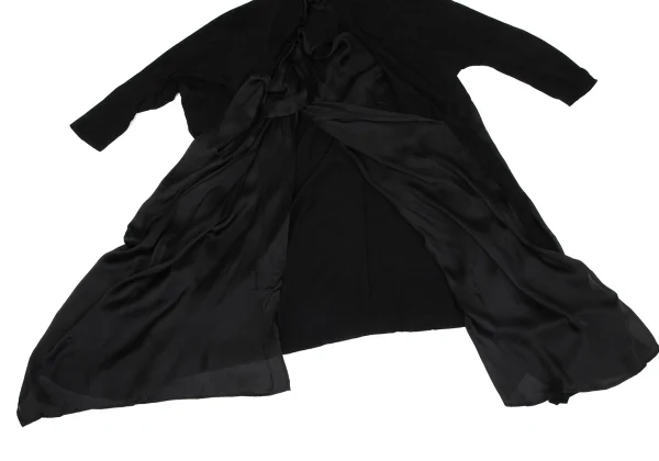 Open Design Switching Different Materials Buttonless Coat K-171441_009