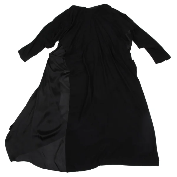 Open Design Switching Different Materials Buttonless Coat K-171441_010