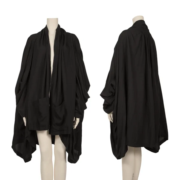 Yohji Yamamoto FEMME Sleeve Switching Back Gather Coat Black 1 K-171445_001