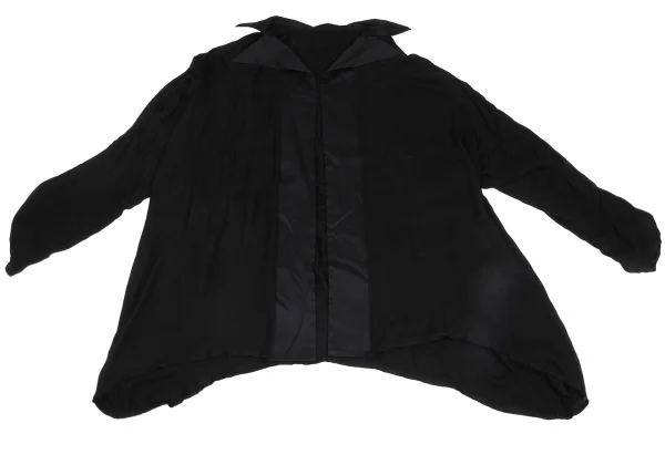 Yohji Yamamoto FEMME Mixed Material Drop Shoulder Coat K-171446_002