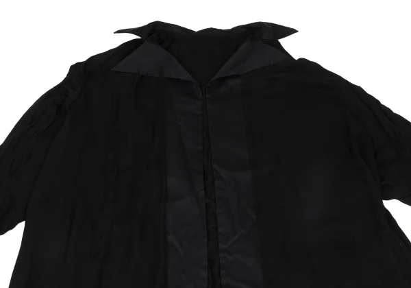Yohji Yamamoto FEMME Mixed Material Drop Shoulder Coat K-171446_003