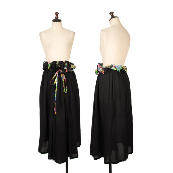 Yohji Yamamoto FEMME Colorful Bubble Printed Silk Skirt Black,Multi-Color 2 K-171449_001