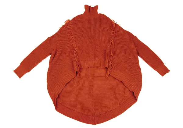 REGULATION yohji yamamoto Wool Fringe Back Long High Neck Knit Sweater K-171451_002
