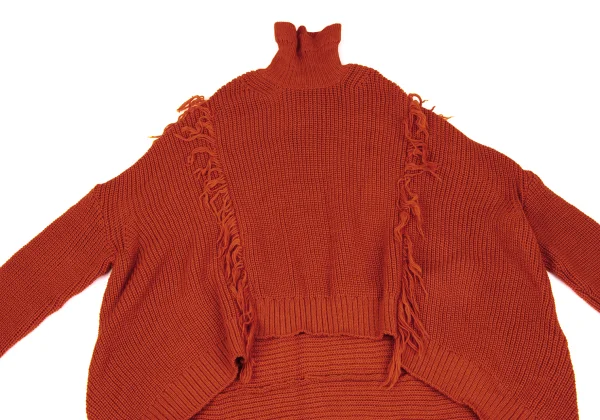 REGULATION yohji yamamoto Wool Fringe Back Long High Neck Knit Sweater K-171451_003