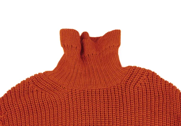 REGULATION yohji yamamoto Wool Fringe Back Long High Neck Knit Sweater K-171451_004
