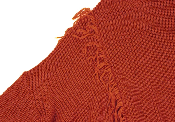 REGULATION yohji yamamoto Wool Fringe Back Long High Neck Knit Sweater K-171451_005