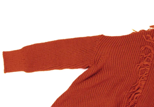 REGULATION yohji yamamoto Wool Fringe Back Long High Neck Knit Sweater K-171451_006