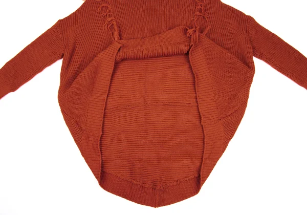 REGULATION yohji yamamoto Wool Fringe Back Long High Neck Knit Sweater K-171451_009