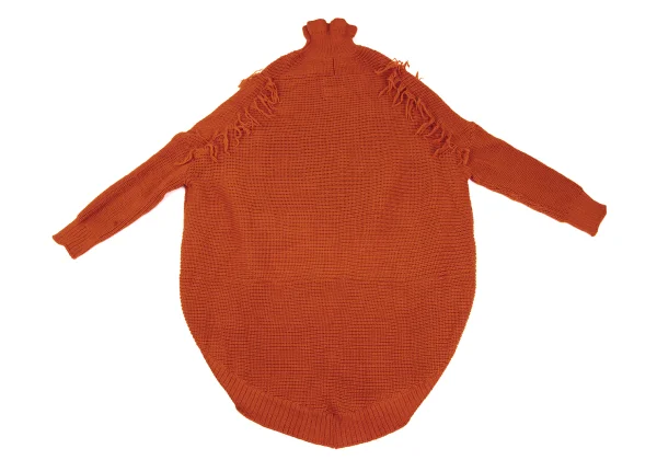 REGULATION yohji yamamoto Wool Fringe Back Long High Neck Knit Sweater K-171451_010
