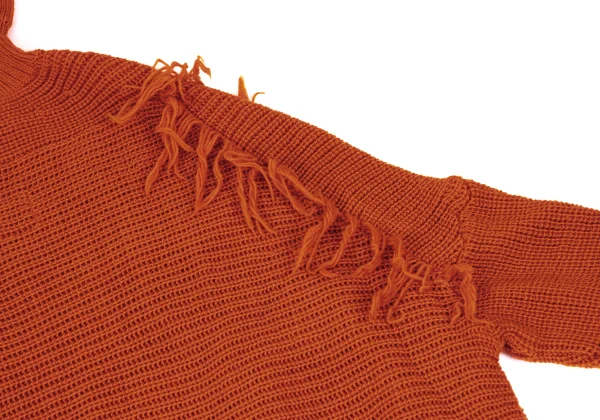 REGULATION yohji yamamoto Wool Fringe Back Long High Neck Knit Sweater K-171451_011
