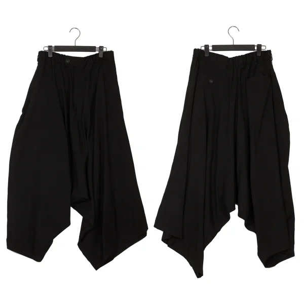 B Yohji Yamamoto Wool Gaba Asymmetry Dropped Crotch Pants Black 2 K-171456_001