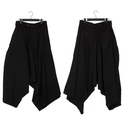 B Yohji Yamamoto Wool Gaba Asymmetry Dropped Crotch Pants